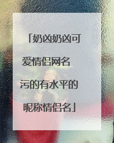 奶凶奶凶可爱情侣网名 污的有水平的昵称情侣名
