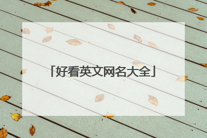 好看英文网名大全