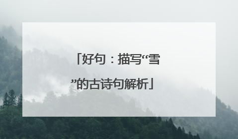 好句：描写“雪”的古诗句解析