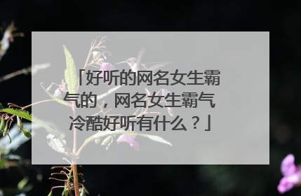 好听的网名女生霸气的，网名女生霸气冷酷好听有什么？