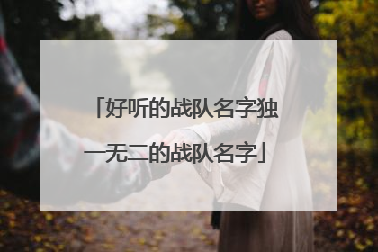 好听的战队名字独一无二的战队名字