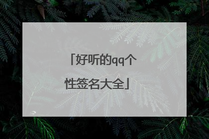 好听的qq个性签名大全