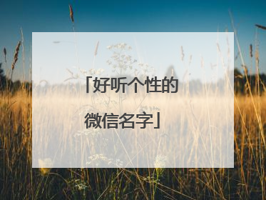 好听个性的微信名字