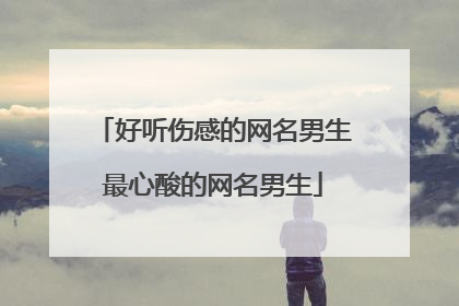 好听伤感的网名男生最心酸的网名男生