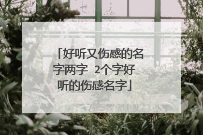好听又伤感的名字两字 2个字好听的伤感名字