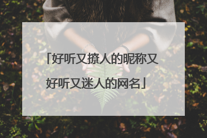 好听又撩人的昵称又好听又迷人的网名