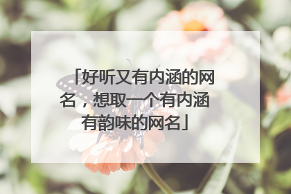好听又有内涵的网名，想取一个有内涵有韵味的网名