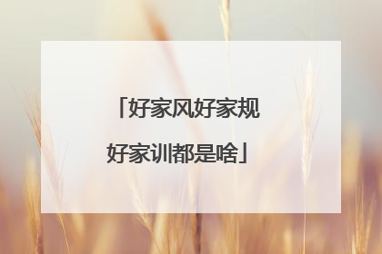 好家风好家规好家训都是啥