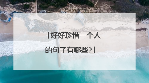 好好珍惜一个人的句子有哪些?