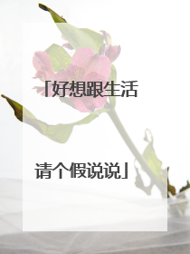 好想跟生活请个假说说