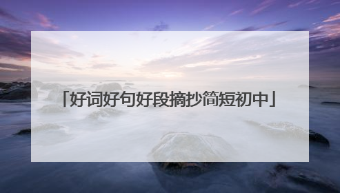 好词好句好段摘抄简短初中