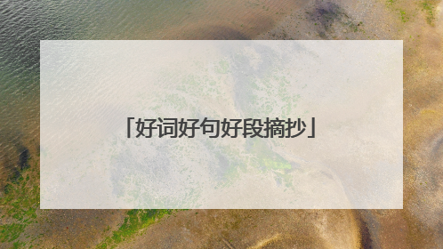 好词好句好段摘抄