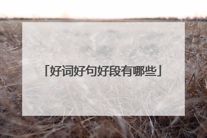 好词好句好段有哪些