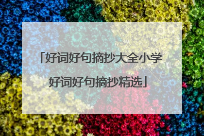 好词好句摘抄大全小学 好词好句摘抄精选