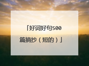 好词好句500篇摘抄(短的)