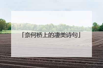 奈何桥上的凄美诗句