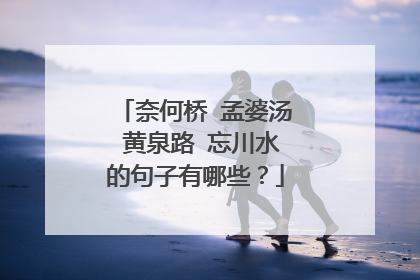 奈何桥 孟婆汤 黄泉路 忘川水的句子有哪些?