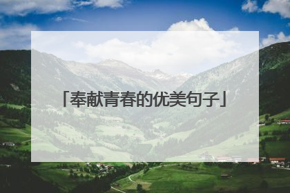 奉献青春的优美句子