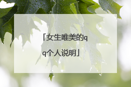 女生唯美的qq个人说明