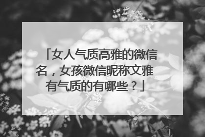 女人气质高雅的微信名,女孩微信昵称文雅有气质的有哪些?