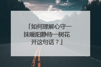 如何理解心守一抹暖阳静待一树花开这句话?