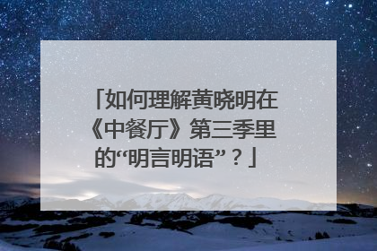 如何理解黄晓明在《中餐厅》第三季里的“明言明语”?