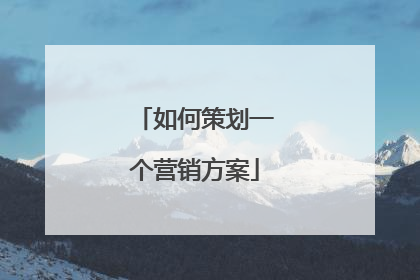 如何策划一个营销方案