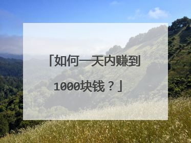 如何一天内赚到1000块钱？
