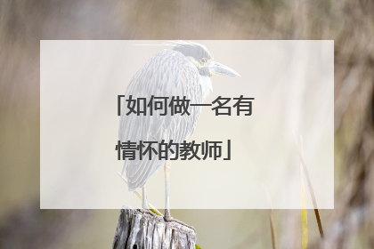 如何做一名有情怀的教师