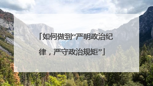 如何做到“严明政治纪律，严守政治规矩”