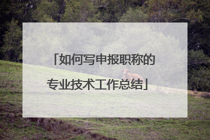 如何写申报职称的专业技术工作总结