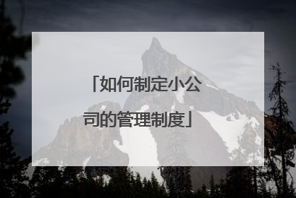 如何制定小公司的管理制度