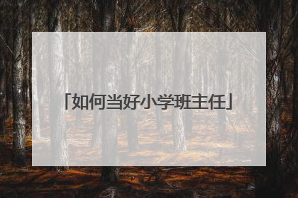如何当好小学班主任