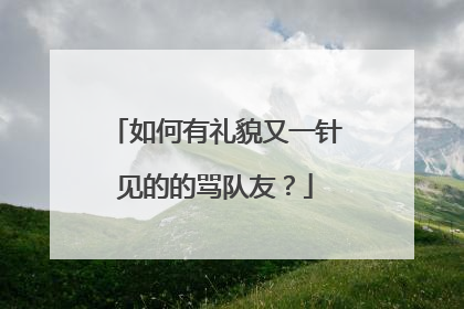如何有礼貌又一针见的的骂队友?