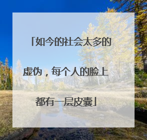 如今的社会太多的虚伪，每个人的脸上都有一层皮囊