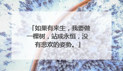 如果有来生,我要做一棵树,站成永恒,没有悲欢的姿势。