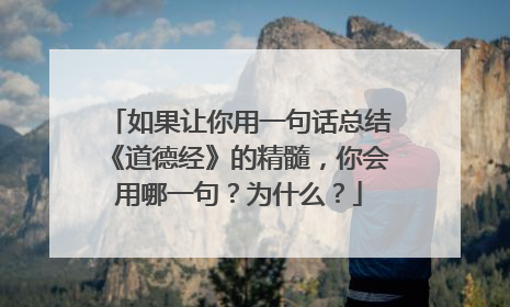 如果让你用一句话总结《道德经》的精髓,你会用哪一句?为什么?