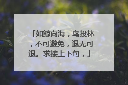 如鲸向海，鸟投林，不可避免，退无可退。求接上下句，
