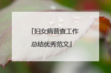 妇女病普查工作总结优秀范文