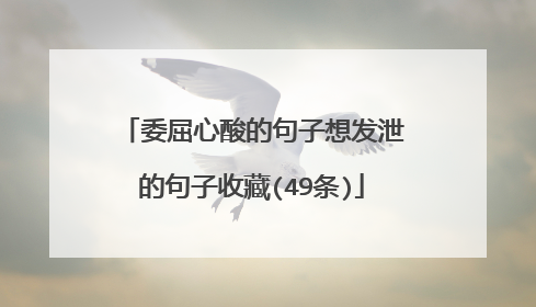 委屈心酸的句子想发泄的句子收藏(49条)