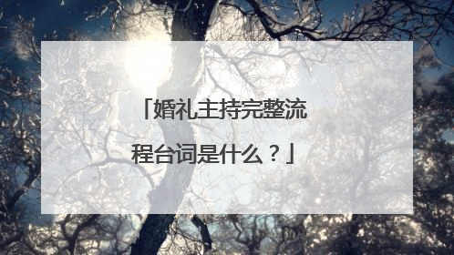 婚礼主持完整流程台词是什么?