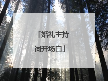 婚礼主持词开场白