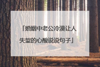 婚姻中老公冷漠让人失望的心酸说说句子