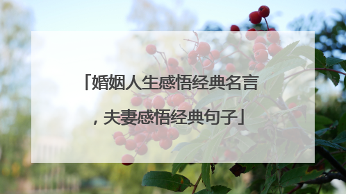 婚姻人生感悟经典名言,夫妻感悟经典句子