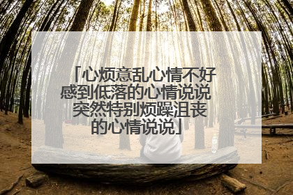 心烦意乱心情不好感到低落的心情说说 突然特别烦躁沮丧的心情说说