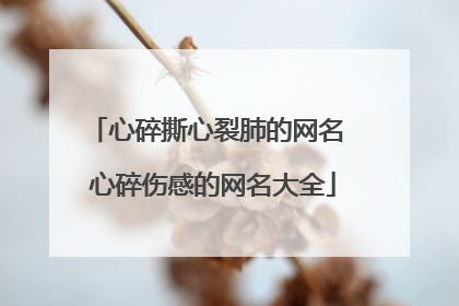心碎撕心裂肺的网名 心碎伤感的网名大全