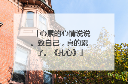 心累的心情说说。致自己，真的累了。《扎心》