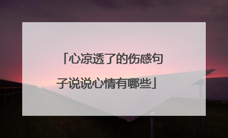 心凉透了的伤感句子说说心情有哪些