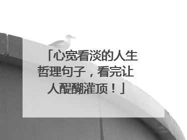 心宽看淡的人生哲理句子,看完让人醍醐灌顶!