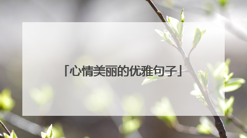 心情美丽的优雅句子